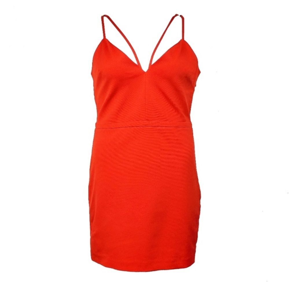 BEBE - Orange Strappy bandage Bodycon Mini Dress - size S